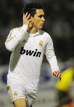 Real Madrid's Jose Callejon celebrates after scoring against Ponferradina