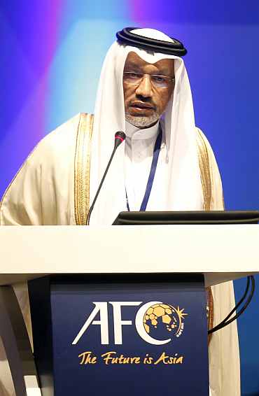 AFC President Mohamed Bin Hammam speaks during the 24th AFC congress in Doha