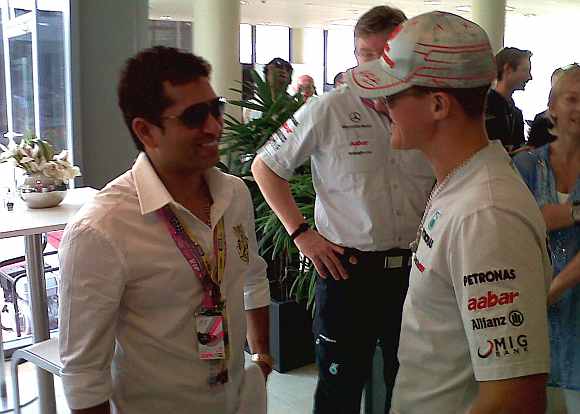 Sachin Tendulkar along with Michael Schumacher