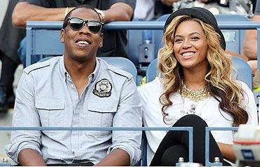 Jay-Z and Beyonce watch the US Open men's final between Rafael Nadal and Novak Djokovic