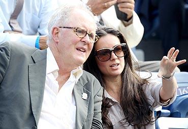 Actor John Lithgow watches the US Open final between Rafael Nadal and Novak Djokovic