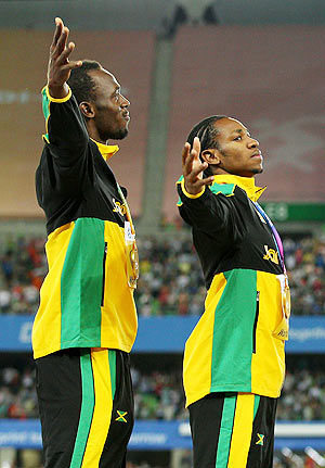 Usain Bolt with Yohan Blake
