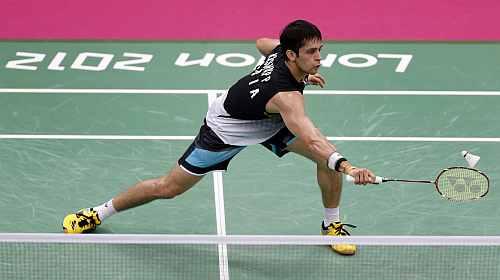 India's Kashyap Parupalli plays against Sri Lanka's Niluka Karunaratne during their men's singles round of 16 badminton match