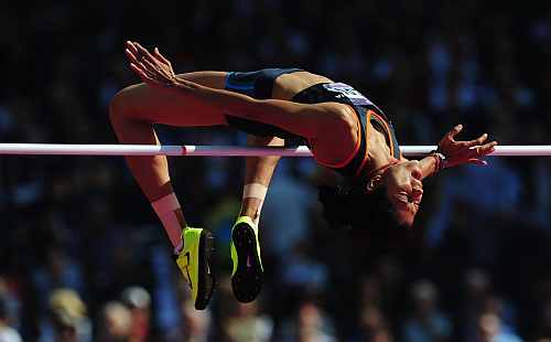 Sahana Kumari of India competes during the Women's High Jump qualification on Day 13 of the London 2012 Olympic Games