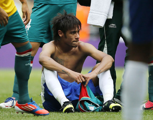 Brazil's Neymar reacts after losing their men's football gold medal match against Mexico