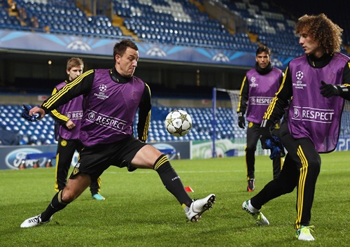 John Terry of Chelsea in action during a Chelsea training session