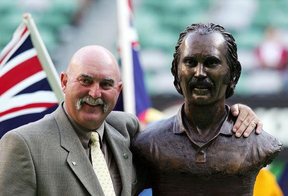 Mark Edmondson poses after being inducted into the Australian Tennis Hall of Fame during the Australia Day presentation in Rod Laver Arena