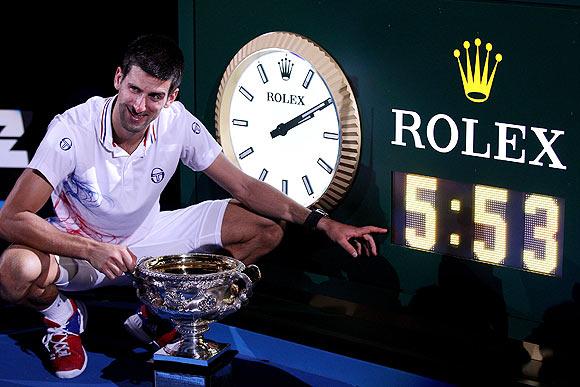 Novak Djokovic after his epic battle against Rafael Nadal in the 2012 Australian Open final