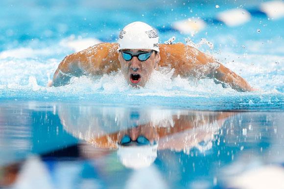 Michael Phelps competes in the U.S. Olympic Swimming Team Trials in Omaha, Nebraska