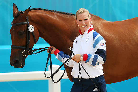 Zara Phillips of Great Britain and her horse High Kingdom are paraded during an Equestrian Eventing Horse Inspection session
