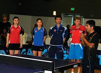 The three tennis players representing USA, at the Indian Community Centre