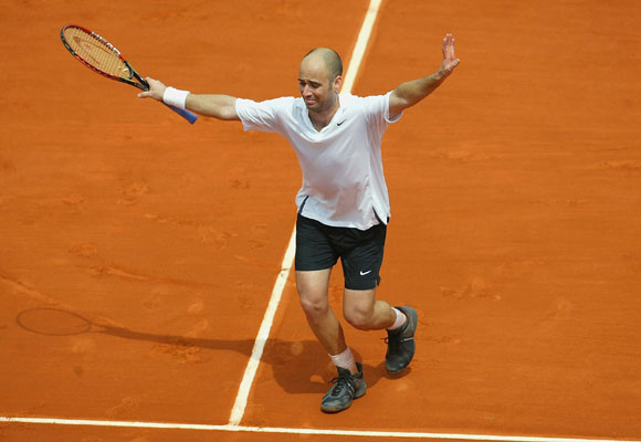 Andre Agassi of the USA during a match at the French Open