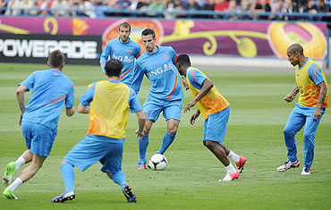 Netherlands players at a training session