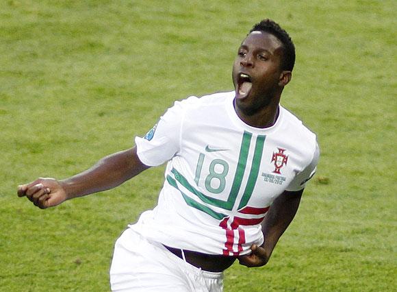 Portugal's Silvestre Varela celebrates after scoring against Denmark on Wednesday