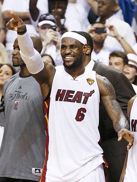 Miami Heat's LeBron James celebrates