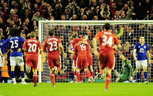 Liverpool players celebrate