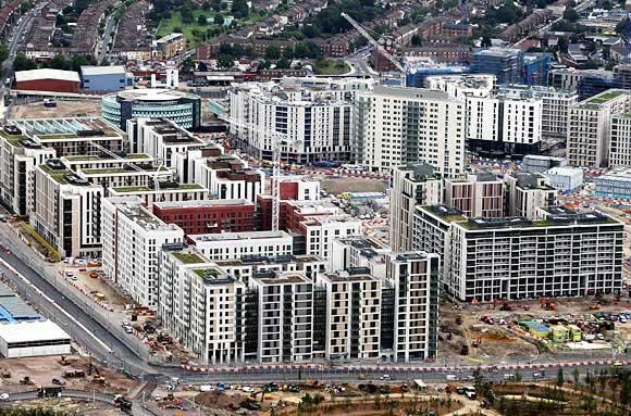 An aerial view of the athletes' village which will be used during the London 2012 Olympic Games at the Olympic Park, in Stratford, East London