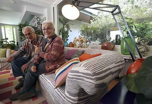 Ottavio Missoni sits with his wife Rosita at their house in Sumirago