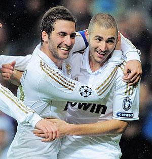 Karim Benzema (right) with Gonzalo Higuain