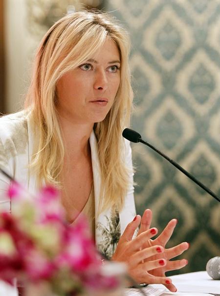 Maria Sharapova speaks at a news conference in New Delhi