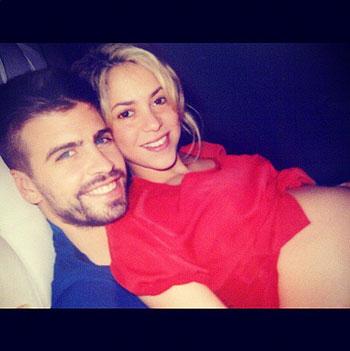 Gerard Pique with pregnant Shakira