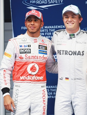 Lewis Hamilton with Nico Rosberg