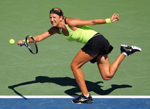 Victoria Azarenka of Belarus returns a shot