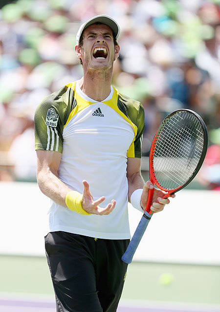Andy Murray reacts during the Miami Masters final on Sunday