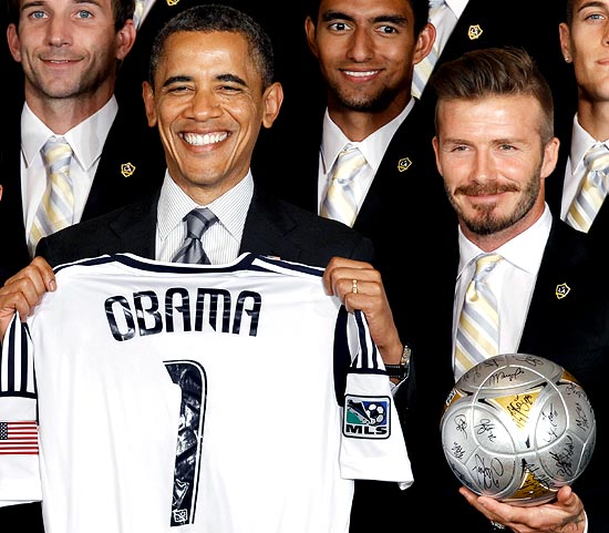David Beckham (right) with US President Barack Obama