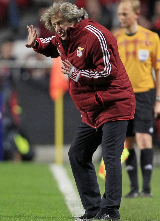 Benfica's coach Jorge Jesus reacts