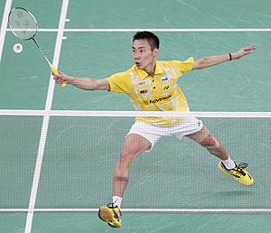 Malaysia's Lee Chong Wei hits a return