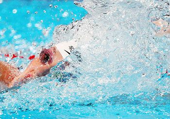 Missy Franklin of the USA competes during the Swimming Women's 100m Freestyle preliminaries heat at the 15th FINA World Championships at Palau Sant Jordi in Barcelona, Spain, on Thursday
