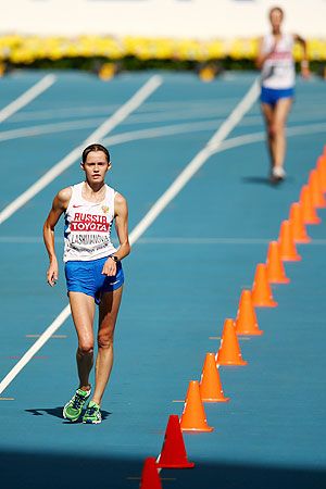 Lashmanova of Russia wins the 20km walk race on Tuesday