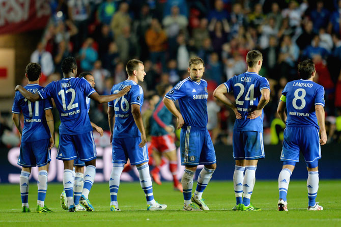 Branislav Ivanovic of Chelsea looks on during the penalty shoot out
