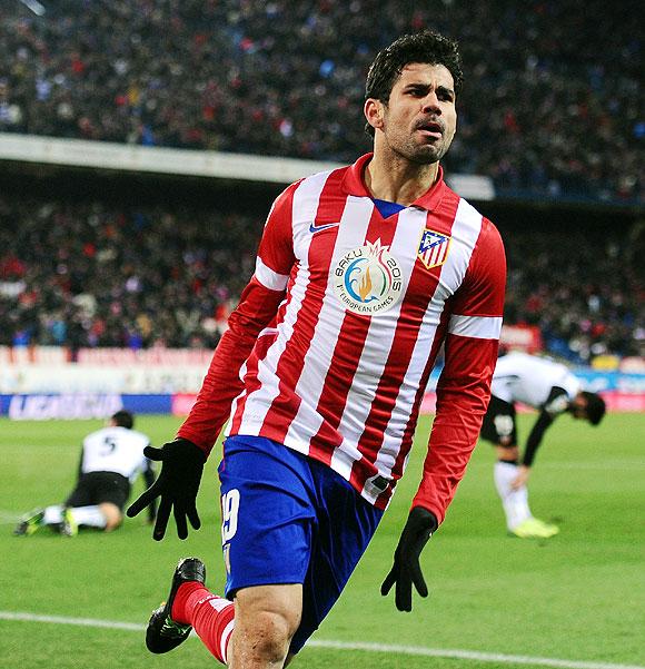 Diego Costa of Atletico Madrid celebrates a goal