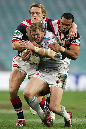 Players in action during an Australian Rugby League match