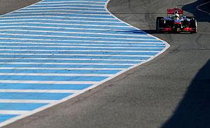 Sergio Perez of Mexico and McLaren drives during Formula One winter testing