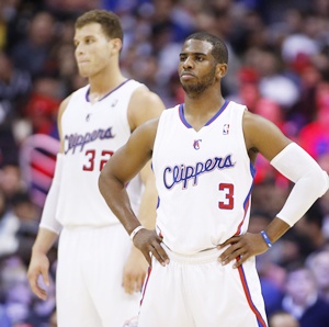 Los Angeles Clippers' Chris Paul (right) and Blake Griffin