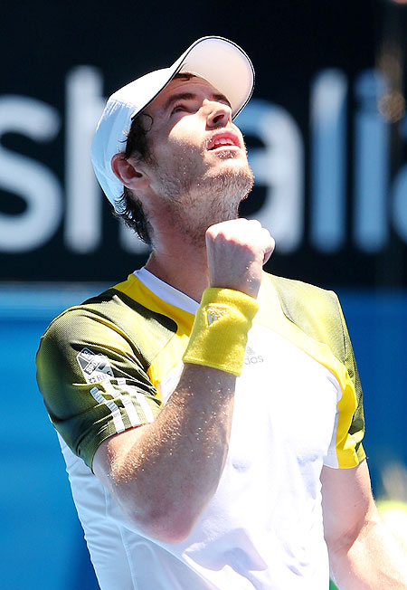 Andy Murray of Great Britain celebrates after winning a game