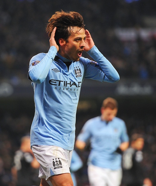 David Silva of Manchester City celebrates