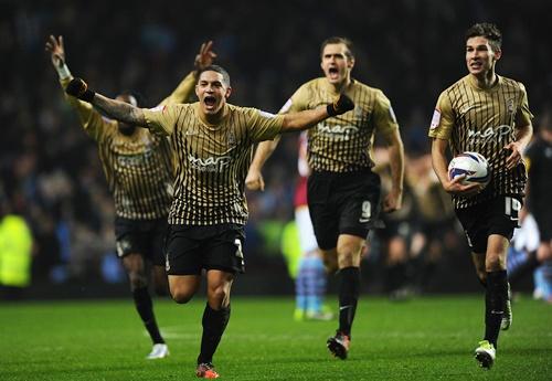 Nathan Doyle of Bradford City and his teammates celebrate