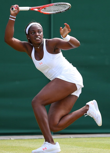 Sloane Stephens of United States of America plays a forehand