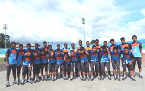 Indian U-16 football pose for a photo-op