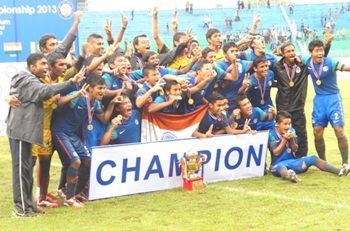 The victorious India team after beating Nepal in the final