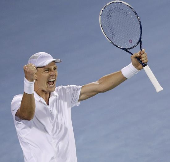 Tomas Berdych of Czech Republic celebrates