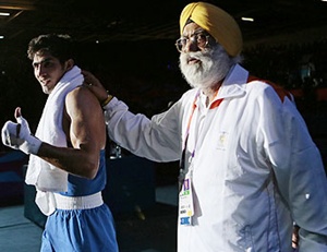 Vijender Singh with coach GS Sandhu