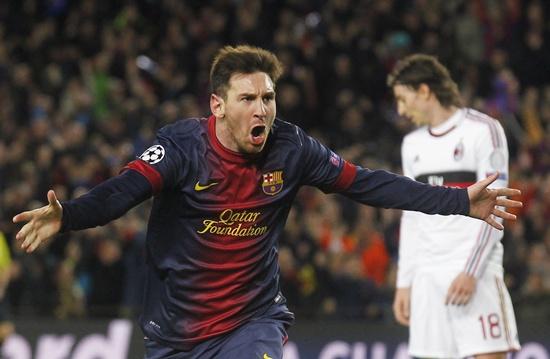 Barcelona's Lionel Messi celebrates