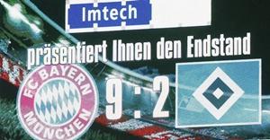 Score board after the match between Bayern Munich and HSV Hamburg