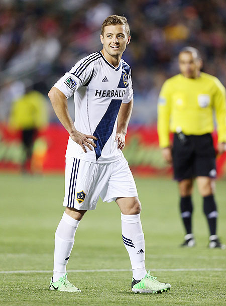 Robbie Rogers of the Los Angeles Galaxy looks on in the second half against the Seattle Sounders FC at The Home Depot Center in Carson, California, on Sunday