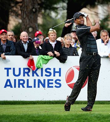 Tiger Woods in action in Turkey